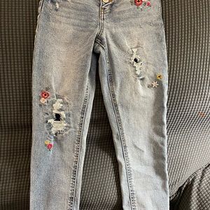 Girls straight leg ripped jeans